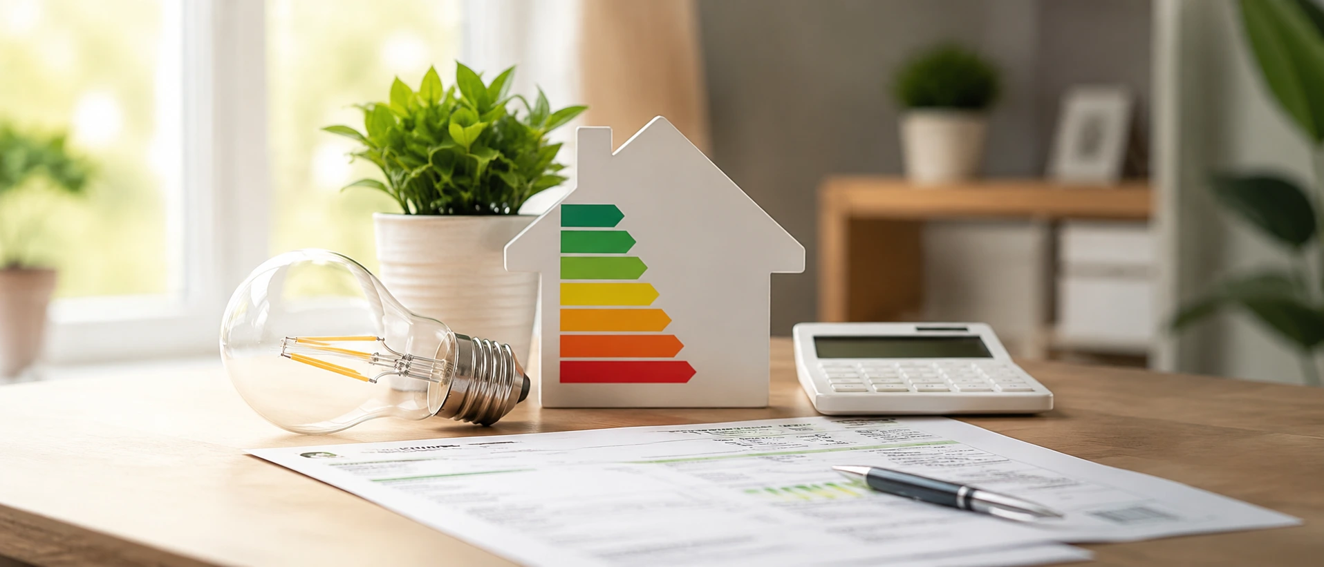 Scontrino dell'energia su una scrivania